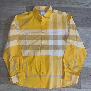 Burberry Somerton Nova Check Yellow Plaid Button Down Shirt